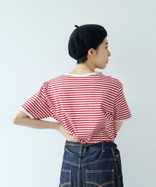 tシャツ ボーダー配色バインダー 半袖Tシャツ レディース メンズ PAR ICI tシャツ ボーダー配色バインダー 半袖Tシャツ