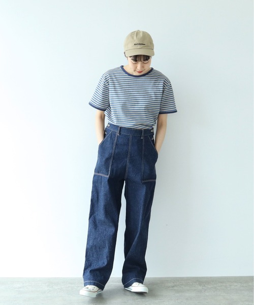 tシャツ ボーダー配色バインダー 半袖Tシャツ レディース メンズ PAR ICI tシャツ ボーダー配色バインダー 半袖Tシャツ