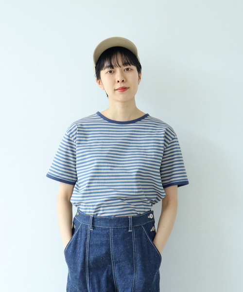 tシャツ ボーダー配色バインダー 半袖Tシャツ レディース メンズ PAR ICI tシャツ ボーダー配色バインダー 半袖Tシャツ