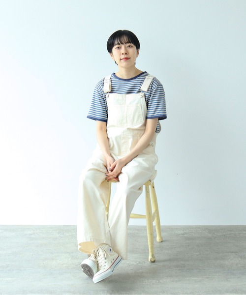 PAR ICI tシャツ ボーダー配色バインダー 半袖Tシャツ