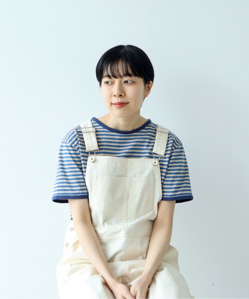 tシャツ ボーダー配色バインダー 半袖Tシャツ レディース メンズ PAR ICI tシャツ ボーダー配色バインダー 半袖Tシャツ