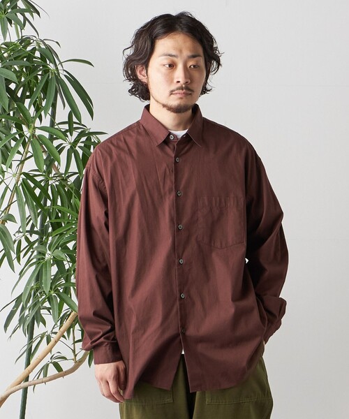 SHIPS any シャツ any: オーバーサイズ レギュラーカラー 長袖