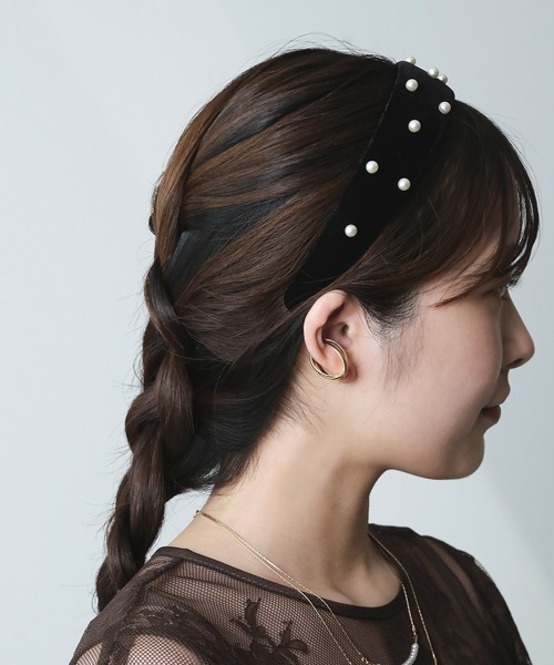 Kana カチューシャ パール ベロア 結婚式 お呼ばれ オケージョン