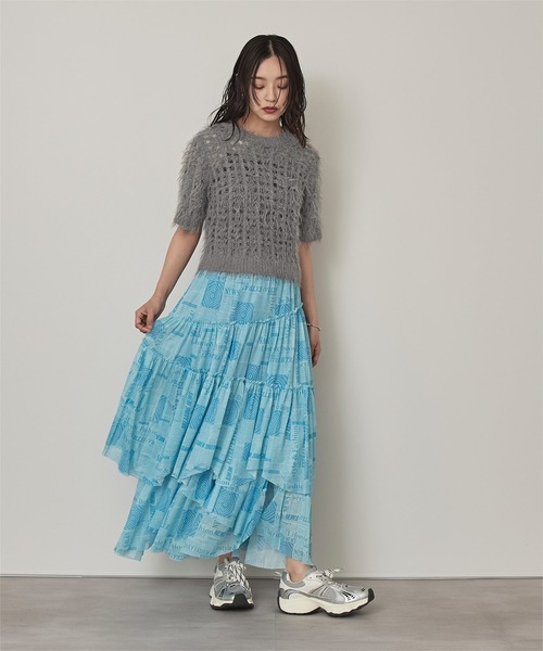 miette（ミエット） tシャツ メッシュ編みシャギー半袖トップス