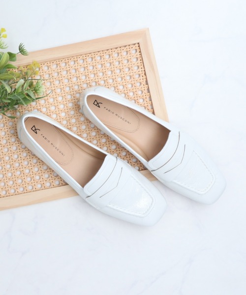 FABIO RUSCONI スクエアトウサケットフラットローファー INTER-CHAUSSURES｜【FABIO RUSCONI】スクエアトウサケット