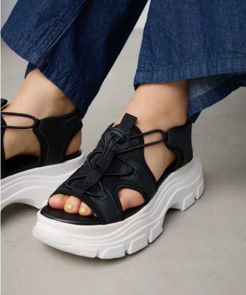 AZUL by moussy 厚底サンダル AZUL BY MOUSSY EVA厚底ビーチサンダル BLK -ファッション通販