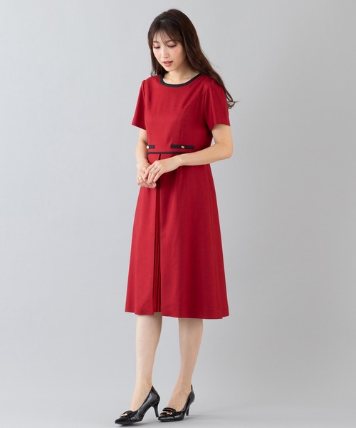Rose Tiara レース切替×後ろプリーツワンピース サイズ46 ローズティアラRose Tiaraレース切替ワンピース パーティー