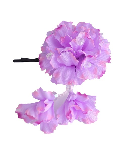 ビーズ装飾付き紫ピンクヘアクリップ ビーズ装飾付き紫ピンクヘアクリップ