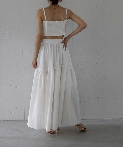 Jun&rope セットアップ 総柄 ホワイト ベスト ノースリーブ スカート Jun&rope セットアップ 総柄 ホワイト ベスト ノースリーブ スカート