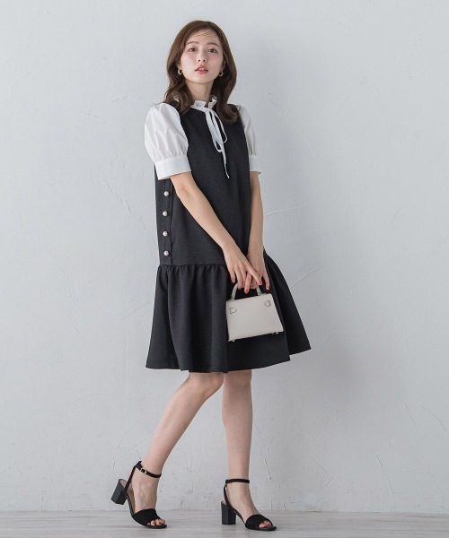 ブラウス&キュロット　Queens court ジョーゼットフロントヨークシャツブラウス≪手洗い可能