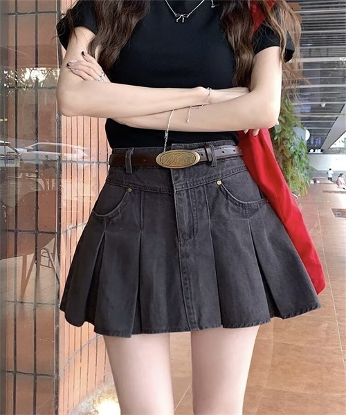 Dream garden（ドリームガーデン） デニムスカート タックプリーツミニ