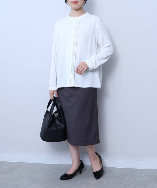 ブラウス シャツ 「L〜5L 大きいサイズ」ピンタックボトルネックブラウス レディース fleur by mint breeze ブラウス シャツ 「L〜5L 大きいサイズ