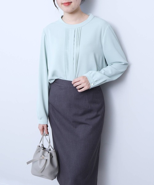 ブラウス シャツ 「L〜5L 大きいサイズ」ピンタックボトルネックブラウス レディース fleur by mint breeze ブラウス シャツ 「L〜5L 大きいサイズ