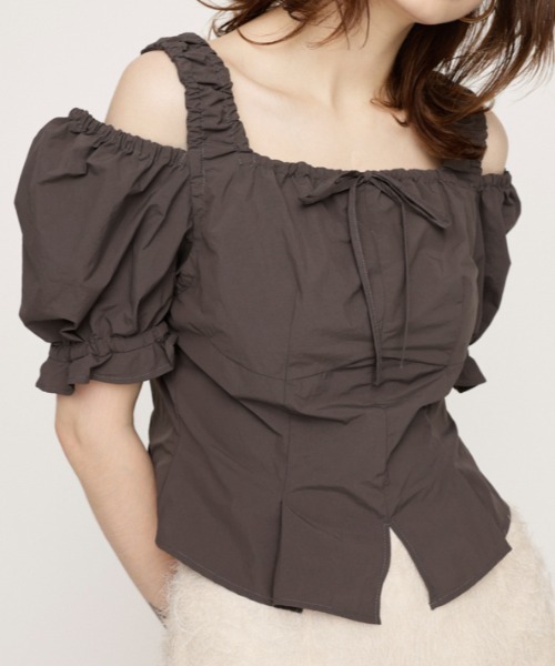 SLY ブラウス SLY ブラウス シャツ SHOULDER OPEN SQ PUFF TOPS ショルダー