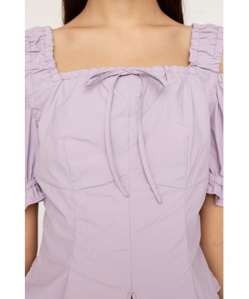 SLY ブラウス シャツ SHOULDER OPEN SQ PUFF TOPS ショルダー