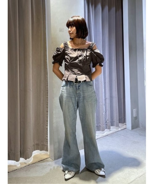 SLY 半袖ブラウス SLY（スライ） ブラウス シャツ 半袖 SHOULDER OPEN SQ PUFF TOPS