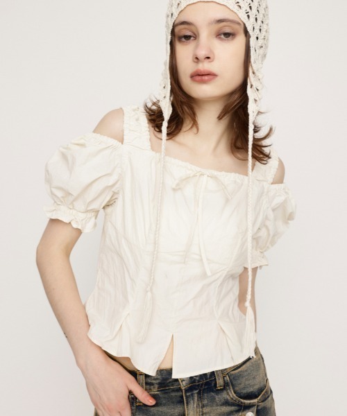 SLY ブラウス SLY ブラウス シャツ SHOULDER OPEN SQ PUFF TOPS ショルダー