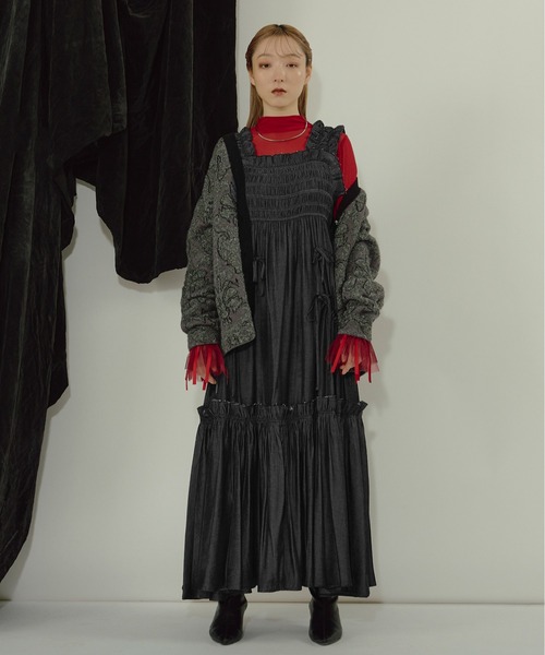 カーディガン Vintage jacquard ラメシャギーカーディガン レディース Ezick カーディガン Vintage jacquard ラメシャギーカーディガン