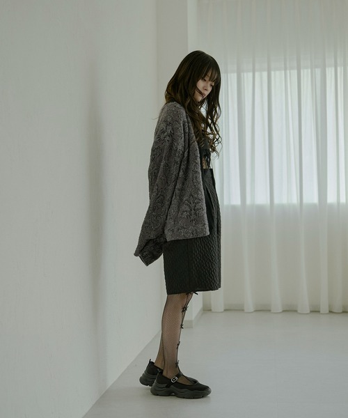 Ezick カーディガン Vintage jacquard ラメシャギーカーディガン