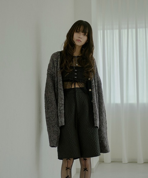 カーディガン Vintage jacquard ラメシャギーカーディガン レディース Ezick カーディガン Vintage jacquard ラメシャギーカーディガン