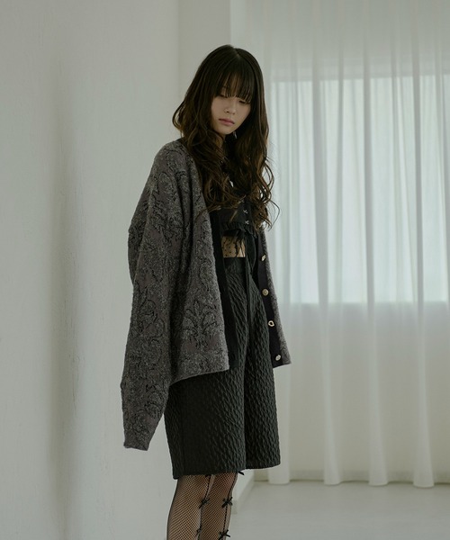 Ezick カーディガン Vintage jacquard ラメシャギーカーディガン