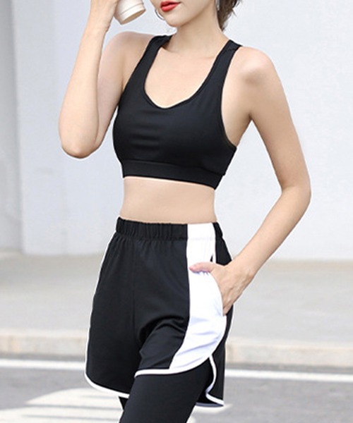 HYS SHOP レギンス スパッツ レディース バイカラーヨガフィットネス