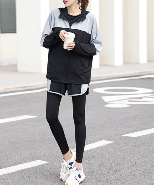 HYS SHOP レギンス スパッツ レディース バイカラーヨガフィットネス