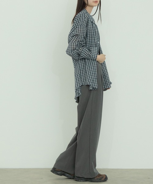 HEILIS ブラウス シャツ チェック柄シアールーズシャツ / シアー