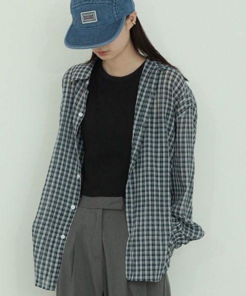 HEILIS ブラウス シャツ チェック柄シアールーズシャツ / シアー