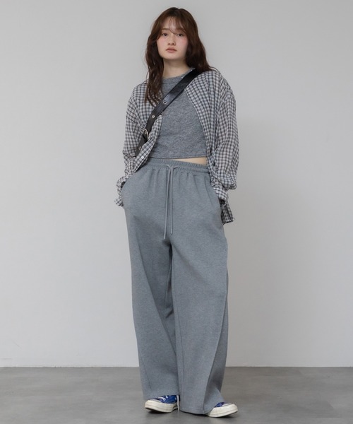 オンブレチェック柄 ルーズ シャツ 長袖 韓国カジュアル nr8565 HEILIS ブラウス シャツ チェック柄シアールーズシャツ / シアー