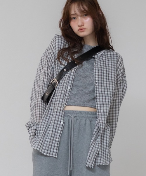 HEILIS ブラウス シャツ チェック柄シアールーズシャツ / シアー