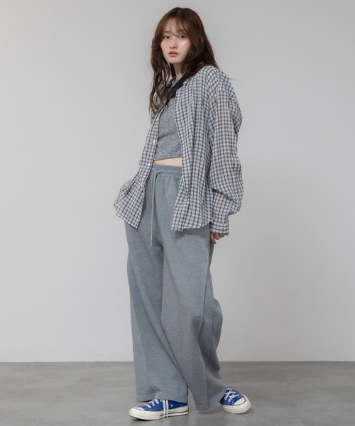ブラウス シャツ チェック柄シアールーズシャツ / シアー チェック シャツ 長袖 オーバーサイズ ルーズシルエット 韓国 ノームコア カジュアル ホ チェック柄シアールーズシャツ / シアー チェック シャツ 長袖