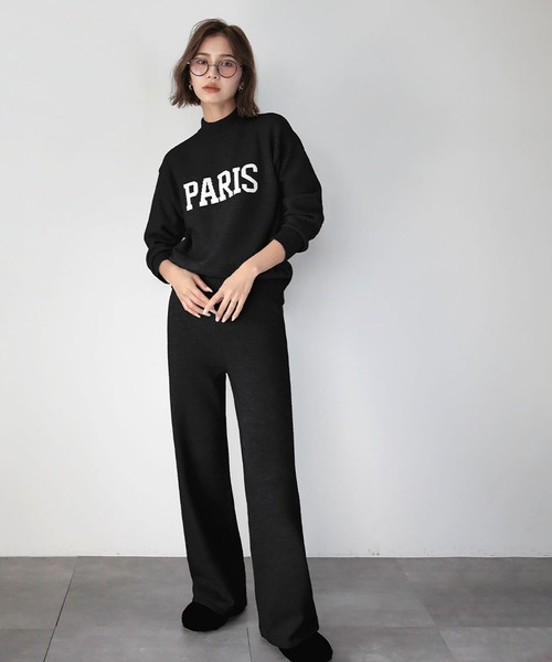 ELFRANK セットアップ ロゴニットプルオーバー ワイドパンツ 上下