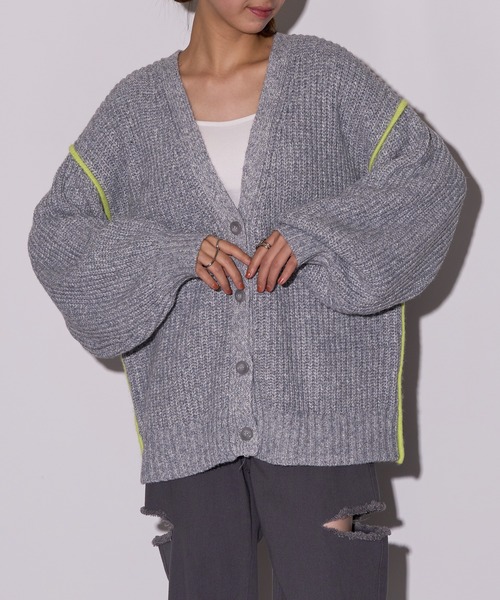 カーディガン 「MAISON BREEZE reveur」チュールドッキングVネックニットカーディガン　DTK レディース セール】【MAISON BREEZE reveur】チュールドッキングVネック