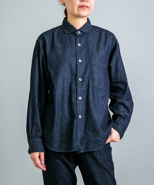 ブラウス シャツ 「OMNIGOD womens / オムニゴッド」 5.5ozデニム スプレッドカラーマニッシュシャツ レディース OMNIGOD ブラウス シャツ 「OMNIGOD womens / オムニゴッド