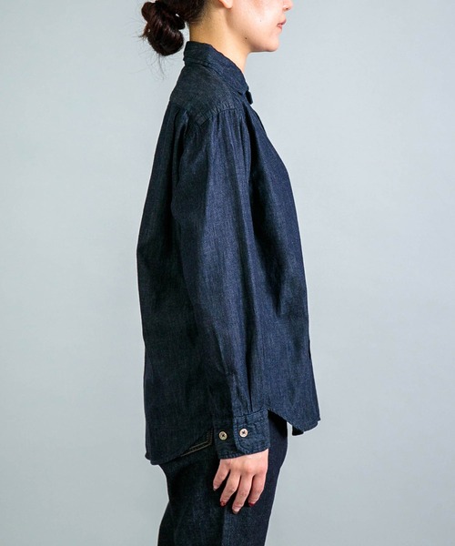 ブラウス シャツ 「OMNIGOD womens / オムニゴッド」 5.5ozデニム スプレッドカラーマニッシュシャツ レディース OMNIGOD ブラウス シャツ 「OMNIGOD womens / オムニゴッド