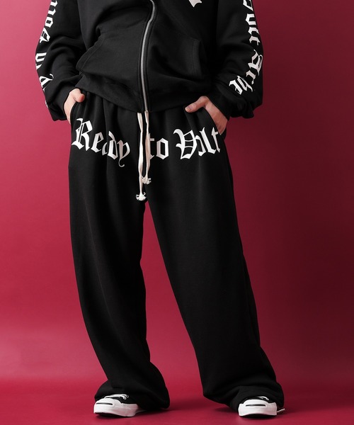 スウェットパンツ ジャージ a.p.o.v. ストリートロゴプリントワイド