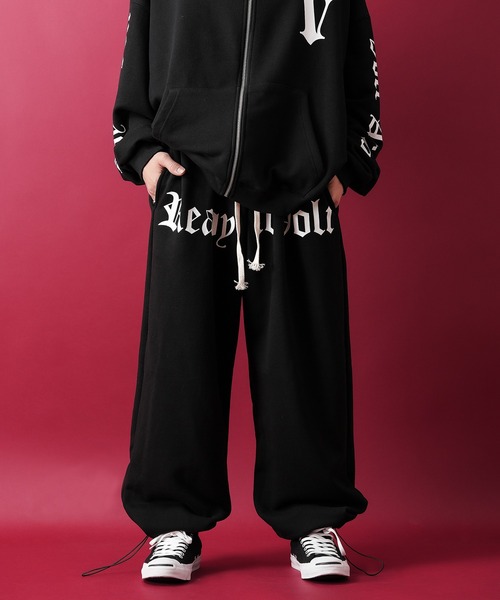 スウェットパンツ ジャージ a.p.o.v. ストリートロゴプリントワイド