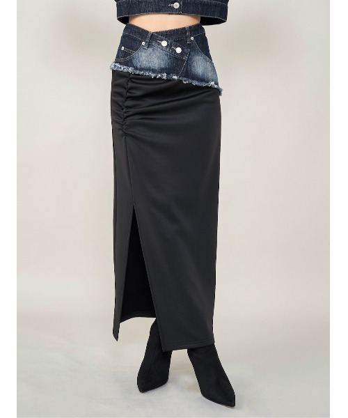 【新品】ダーリッチ デニムスカート Darich（ダーリッチ） デニムスカート ドッキングデニムタイトスカート
