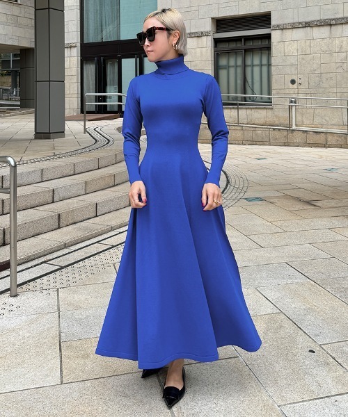 2024AW　ジェンヌ　タートルニットフレアワンピース　Aライン　ロング丈　美品 2024AW ジェンヌ タートルニットフレアワンピース Aライン