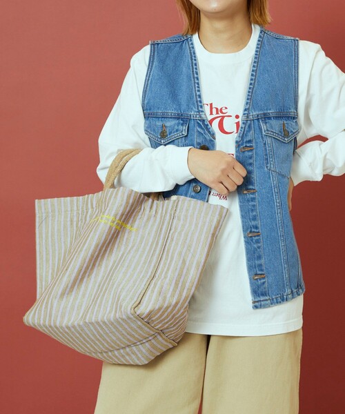 Freada トートバッグ beej/ビージ Stripe Fabric Big tote bag
