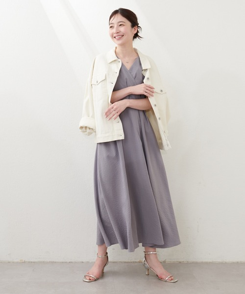 natural couture ワンピース ノーカラーお上品カシュクール