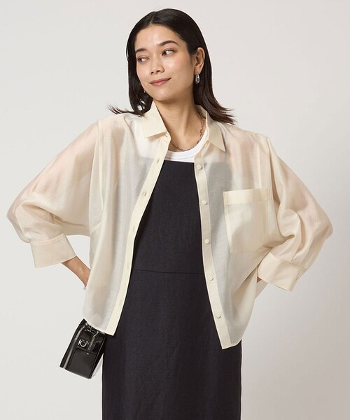 ブラウス シャツ 「L」「接触冷感」「ウォッシャブル」シルキーローンシャツブラウス レディース 接触冷感】【ウォッシャブル】シルキーローンシャツブラウス