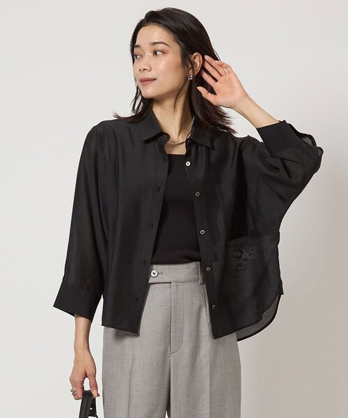 ブラウス シャツ エアリー シアー シャツ -ウォッシャブル・接触冷感- レディース