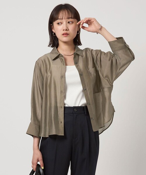 ブラウス シャツ エアリー シアー シャツ -ウォッシャブル・接触冷感- レディース