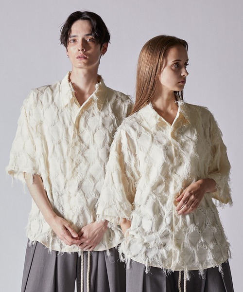 クレイル 半袖 シャツ M CLEL シャツ 「CLEL」Loose Short Sleeves Lace Shirt/ルーズ