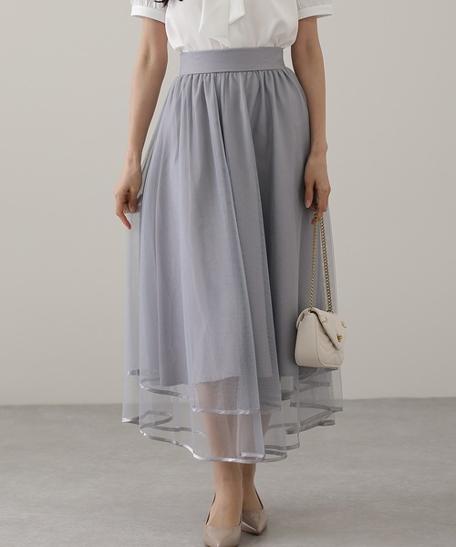 スカート パイピング ギャザー フレア ロング スカート | Lace Ladies | 02
