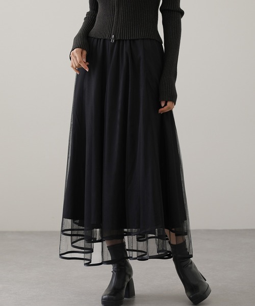 スカート パイピング ギャザー フレア ロング スカート | Lace Ladies | 06