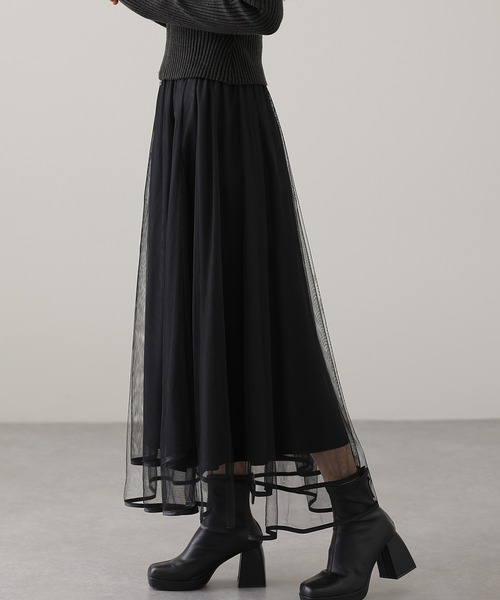 スカート パイピング ギャザー フレア ロング スカート | Lace Ladies | 07