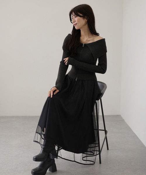 スカート パイピング ギャザー フレア ロング スカート | Lace Ladies | 09